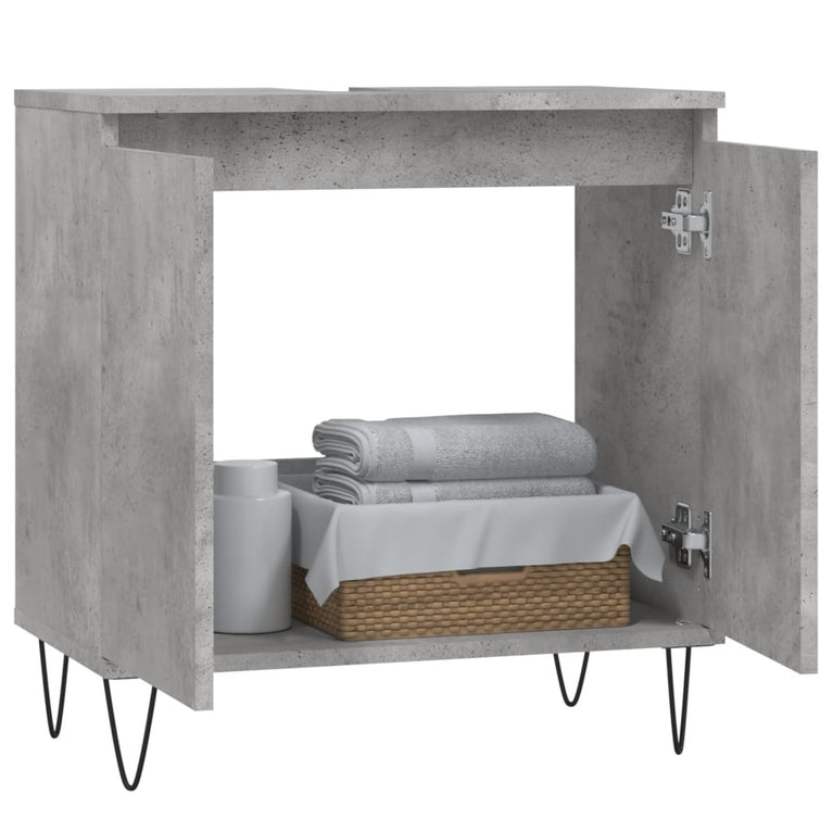 Badkamerkast 58x33x60 cm bewerkt hout betongrijs MeubelReus
