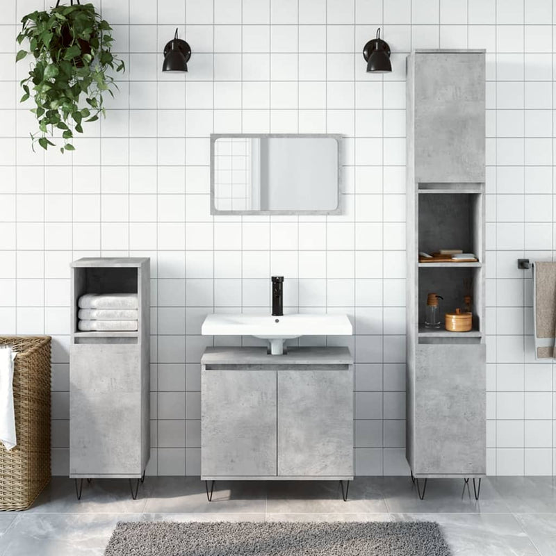 Badkamerkast 58x33x60 cm bewerkt hout betongrijs MeubelReus