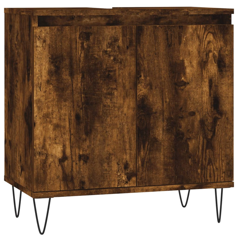 Badkamerkast 58x33x60 cm bewerkt hout gerookt eikenkleurig MeubelReus