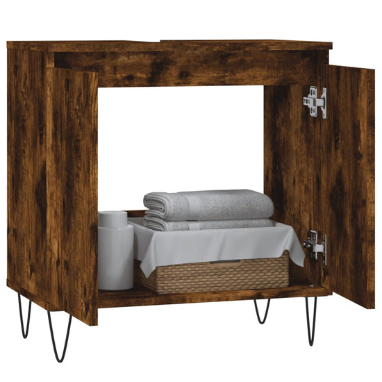 Badkamerkast 58x33x60 cm bewerkt hout gerookt eikenkleurig MeubelReus