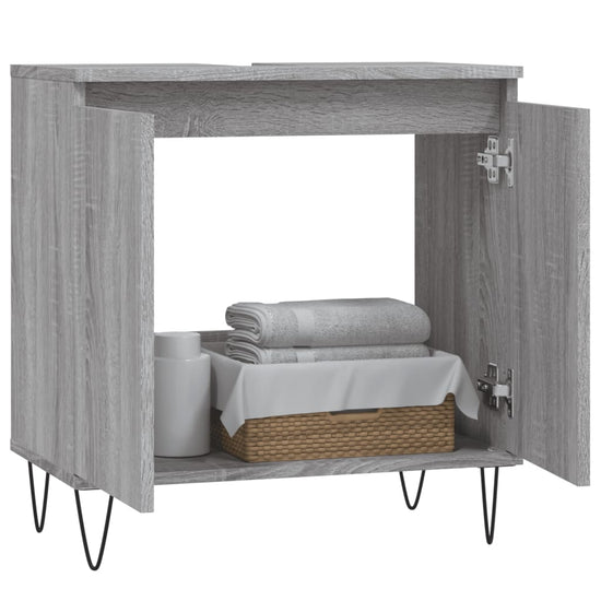 Badkamerkast 58x33x60 cm bewerkt hout grijs sonoma eikenkleurig MeubelReus