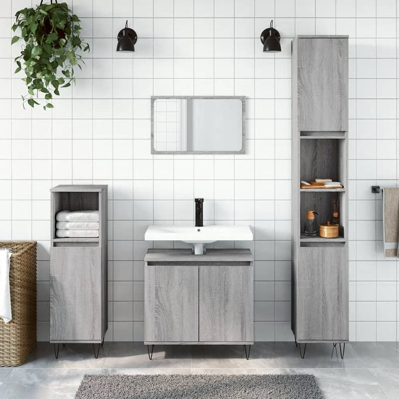 Badkamerkast 58x33x60 cm bewerkt hout grijs sonoma eikenkleurig MeubelReus