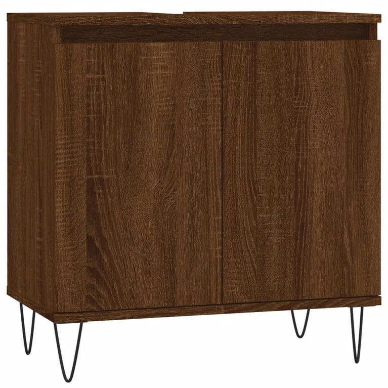 Badkamerkast 58x33x60 cm bewerkt hout bruin eikenkleur MeubelReus