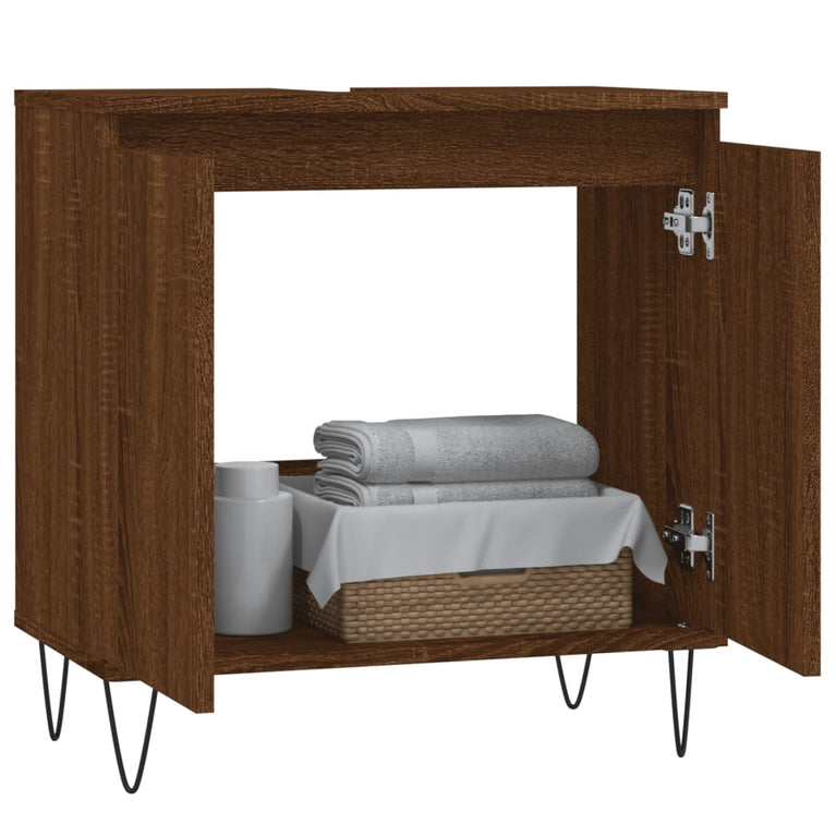Badkamerkast 58x33x60 cm bewerkt hout bruin eikenkleur MeubelReus
