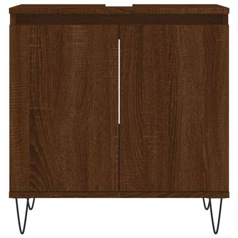 Badkamerkast 58x33x60 cm bewerkt hout bruin eikenkleur MeubelReus