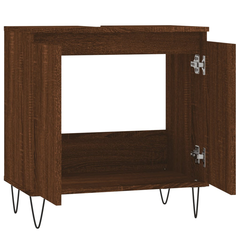 Badkamerkast 58x33x60 cm bewerkt hout bruin eikenkleur MeubelReus