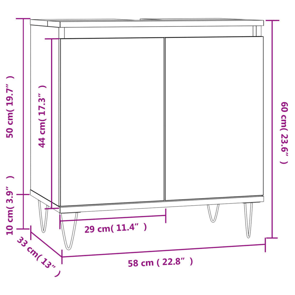 Badkamerkast 58x33x60 cm bewerkt hout bruin eikenkleur MeubelReus