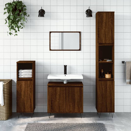 Badkamerkast 58x33x60 cm bewerkt hout bruin eikenkleur MeubelReus