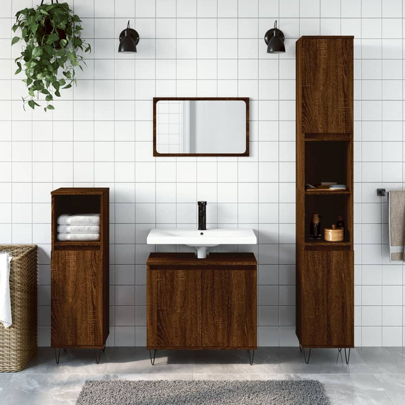 Badkamerkast 58x33x60 cm bewerkt hout bruin eikenkleur MeubelReus