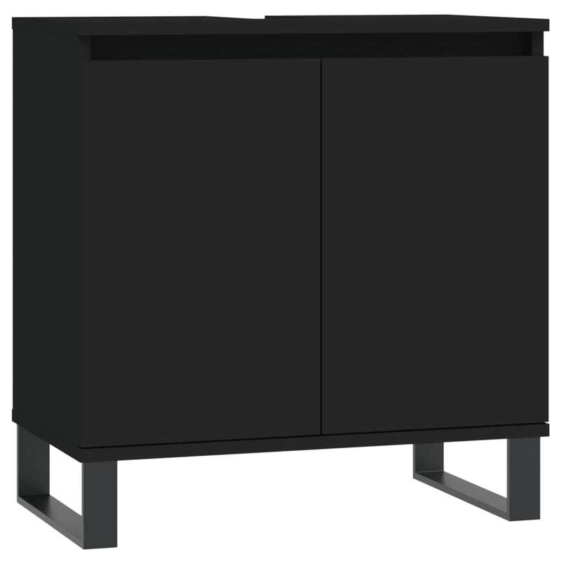 Badkamerkast 58x33x60 cm bewerkt hout zwart