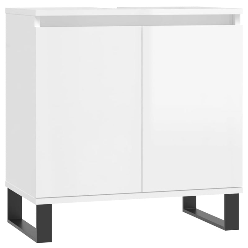 Badkamerkast 58x33x60 cm bewerkt hout hoogglans wit MeubelReus