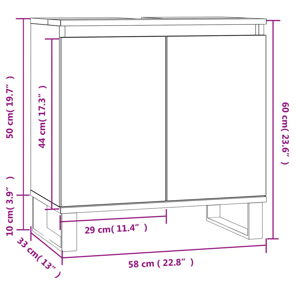 Badkamerkast 58x33x60 cm bewerkt hout sonoma eikenkleurig MeubelReus
