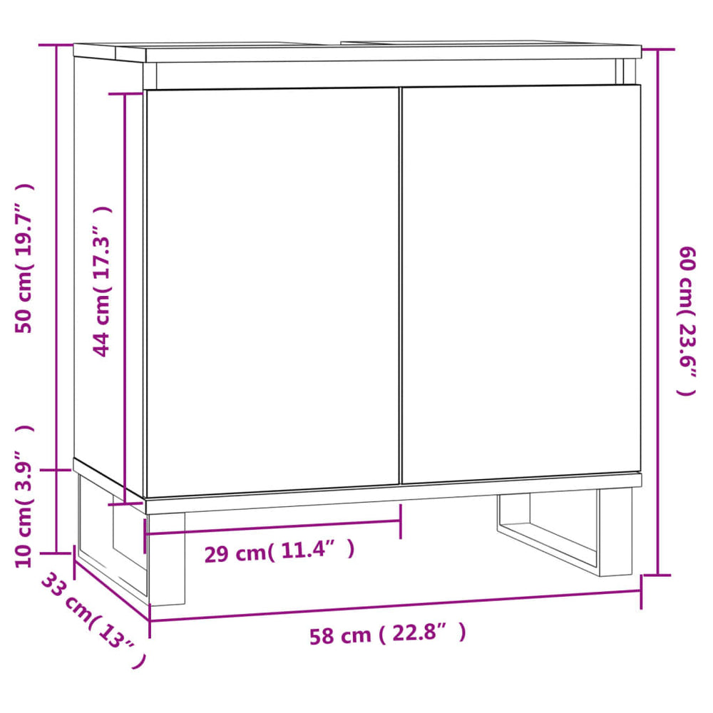 Badkamerkast 58x33x60 cm bewerkt hout betongrijs MeubelReus
