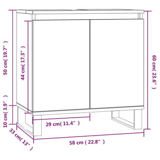Badkamerkast 58x33x60 cm bewerkt hout betongrijs MeubelReus
