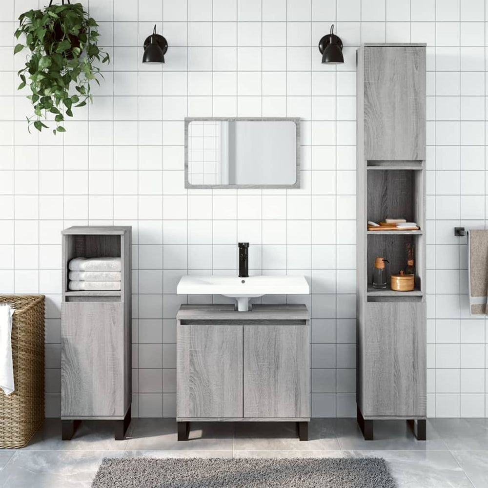 Badkamerkast 58x33x60 cm bewerkt hout grijs sonoma eikenkleurig MeubelReus