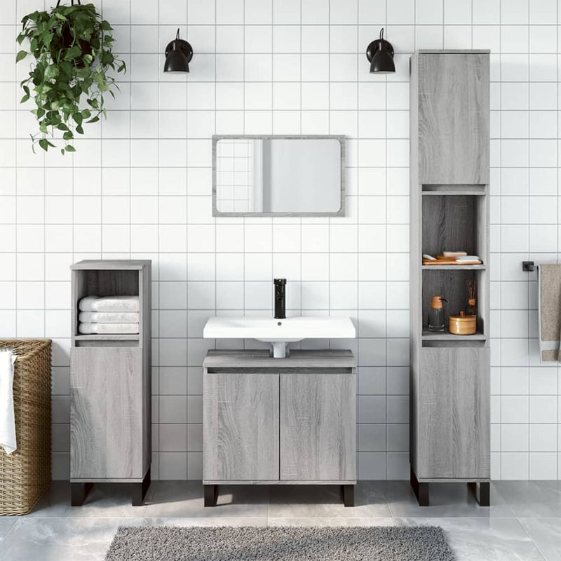 Badkamerkast 58x33x60 cm bewerkt hout grijs sonoma eikenkleurig MeubelReus