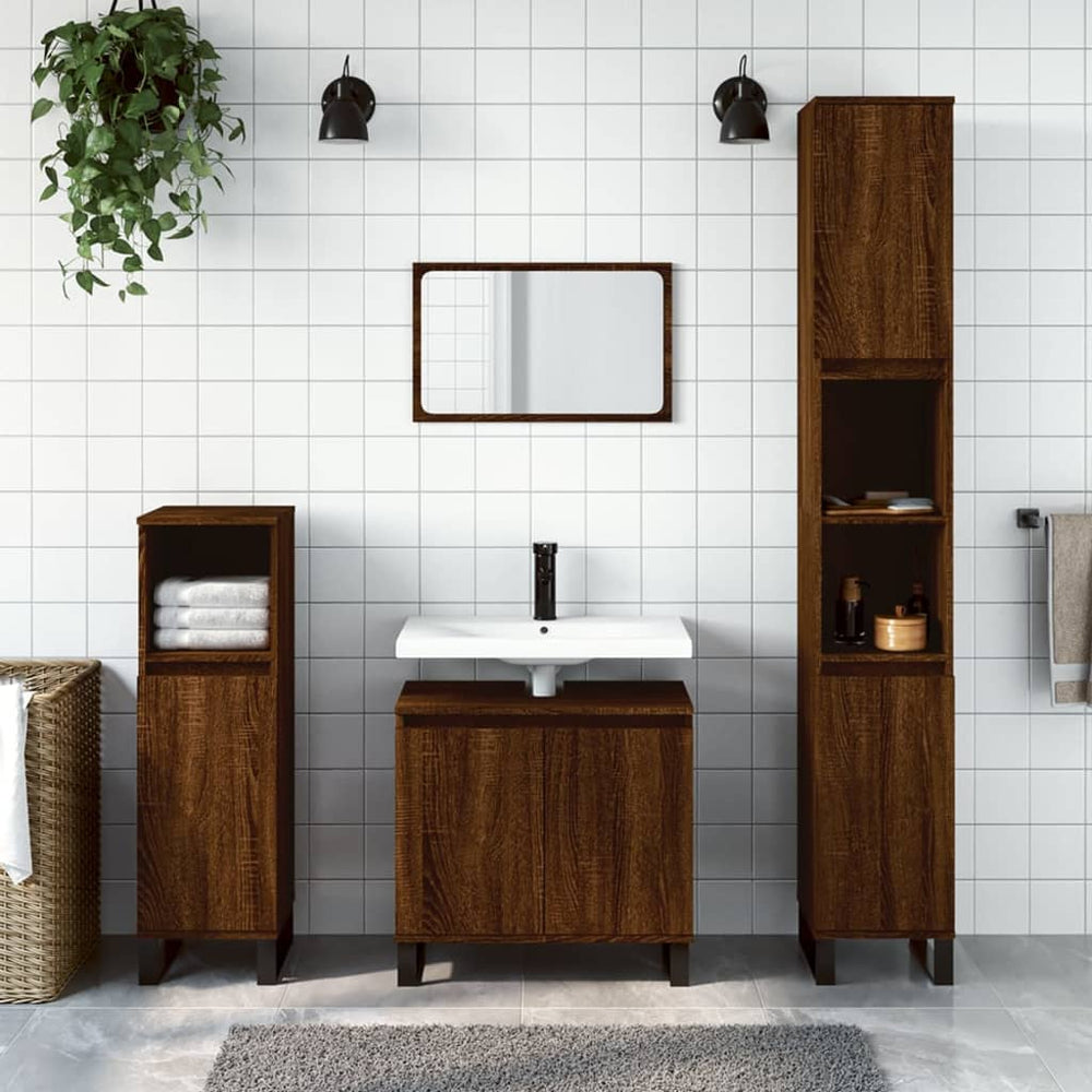 Badkamerkast 58x33x60 cm bewerkt hout bruin eikenkleur MeubelReus