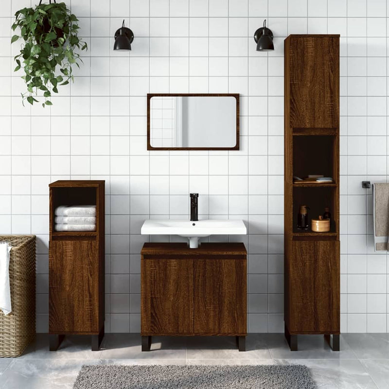 Badkamerkast 58x33x60 cm bewerkt hout bruin eikenkleur MeubelReus