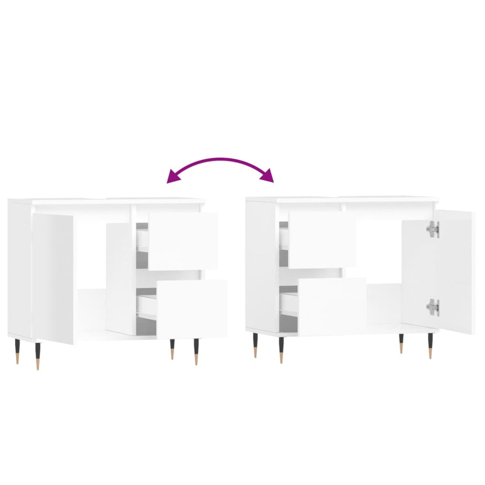 Badkamerkast 65x33x60 cm bewerkt hout hoogglans wit MeubelReus