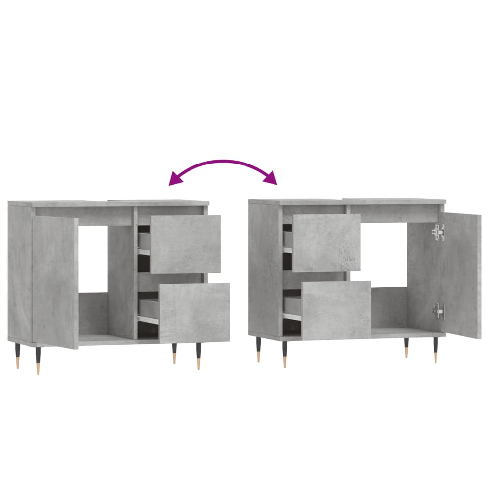 Badkamerkast 65x33x60 cm bewerkt hout betongrijs MeubelReus