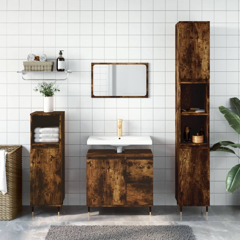Badkamerkast 65x33x60 cm bewerkt hout gerookt eikenkleurig MeubelReus