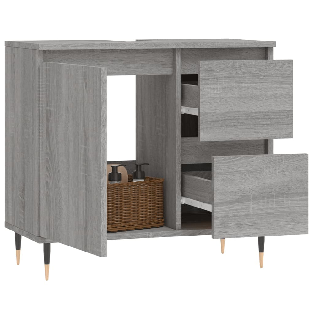 Badkamerkast 65x33x60 cm bewerkt hout grijs sonoma eikenkleurig MeubelReus