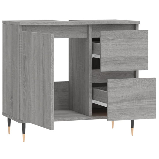 Badkamerkast 65x33x60 cm bewerkt hout grijs sonoma eikenkleurig MeubelReus