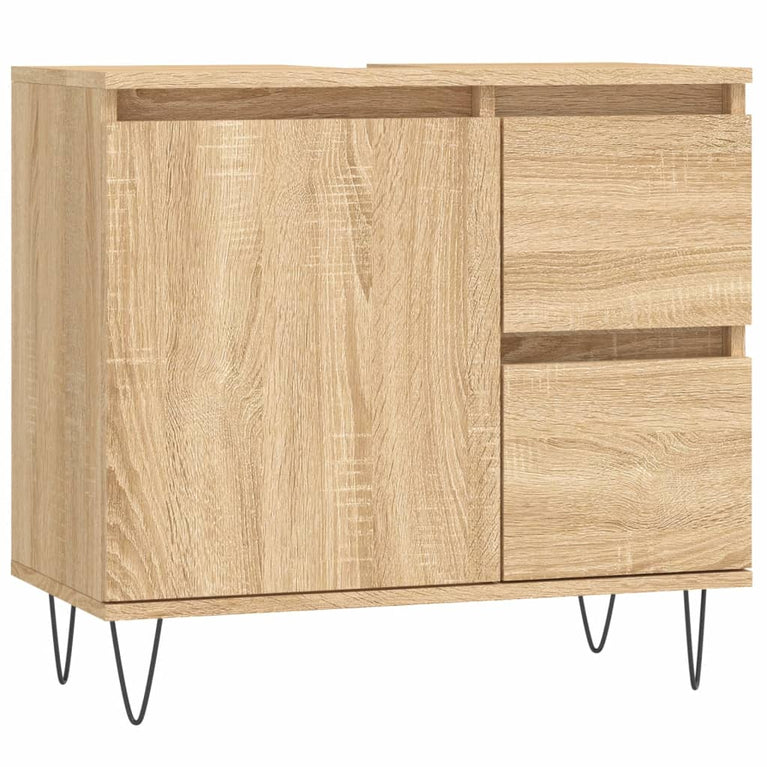 Badkamerkast 65x33x60 cm bewerkt hout sonoma eikenkleurig