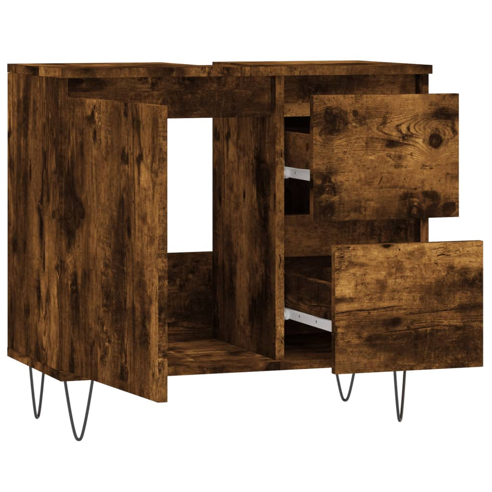 Badkamerkast 65x33x60 cm bewerkt hout gerookt eikenkleurig MeubelReus