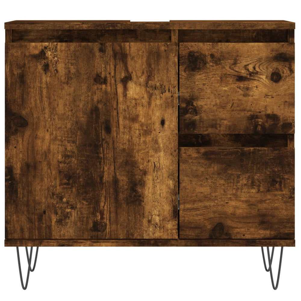 Badkamerkast 65x33x60 cm bewerkt hout gerookt eikenkleurig MeubelReus