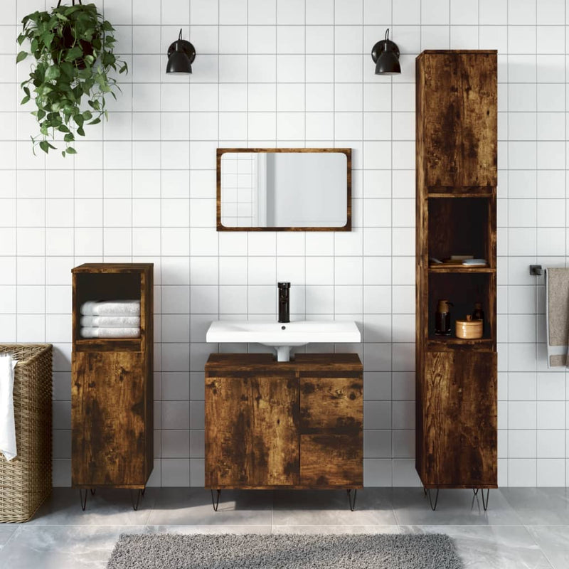 Badkamerkast 65x33x60 cm bewerkt hout gerookt eikenkleurig MeubelReus