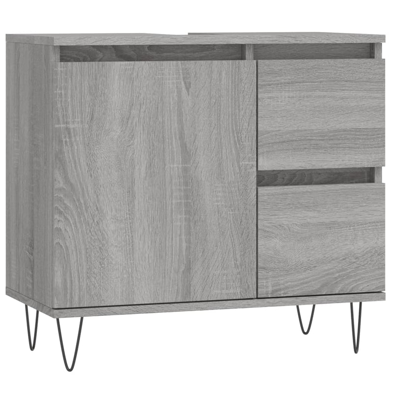 Badkamerkast 65x33x60 cm bewerkt hout grijs sonoma eikenkleurig MeubelReus