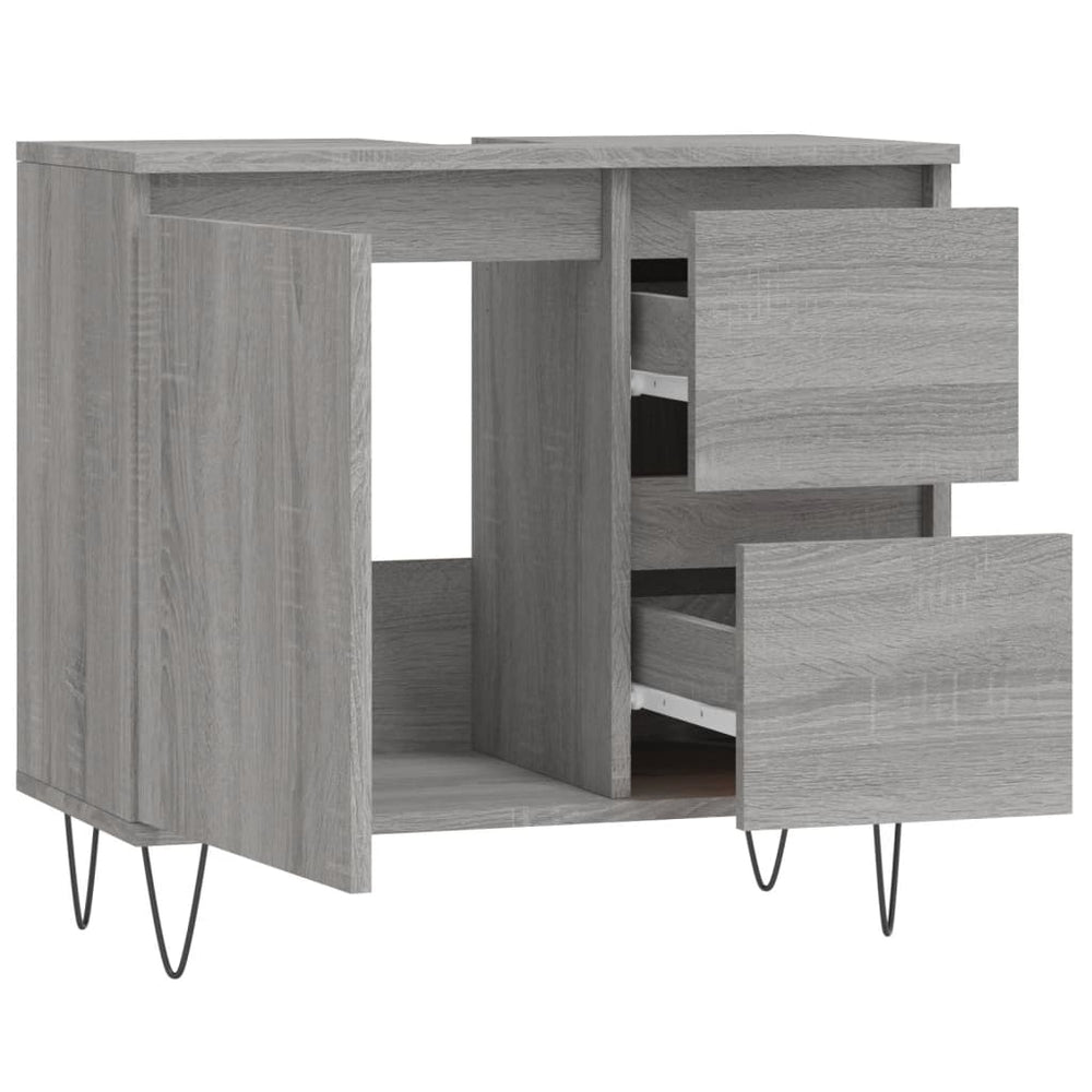 Badkamerkast 65x33x60 cm bewerkt hout grijs sonoma eikenkleurig MeubelReus