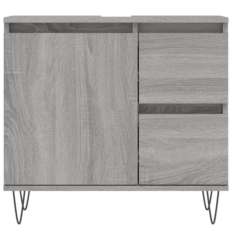 Badkamerkast 65x33x60 cm bewerkt hout grijs sonoma eikenkleurig MeubelReus