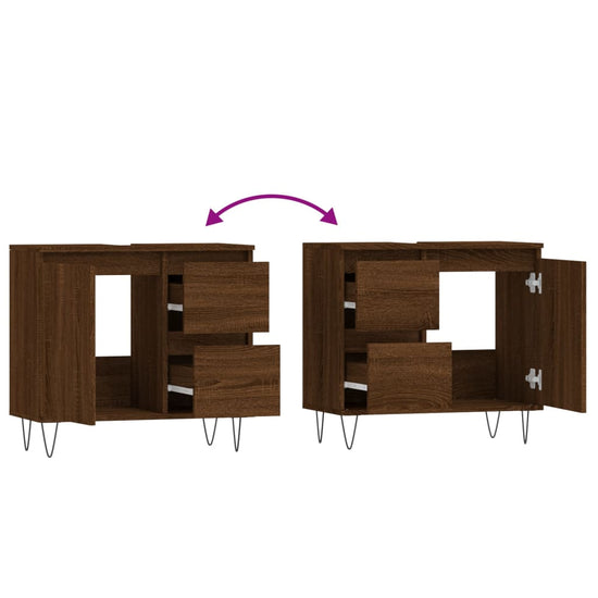 Badkamerkast 65x33x60 cm bewerkt hout bruin eikenkleur MeubelReus