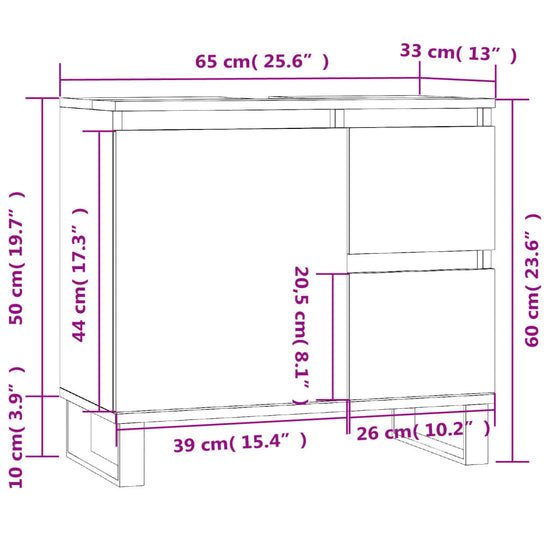 Badkamerkast 65x33x60 cm bewerkt hout wit MeubelReus