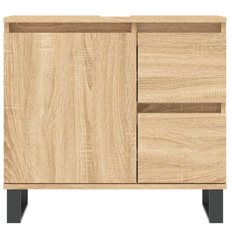Badkamerkast 65x33x60 cm bewerkt hout sonoma eikenkleurig