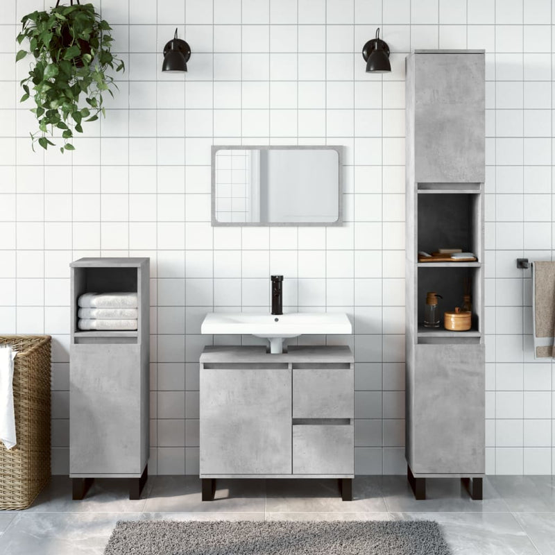 Badkamerkast 65x33x60 cm bewerkt hout betongrijs MeubelReus