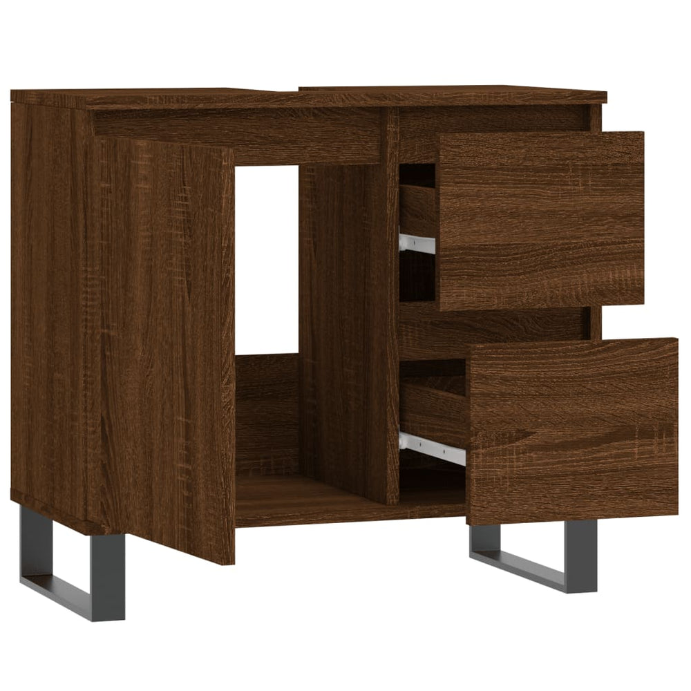 Badkamerkast 65x33x60 cm bewerkt hout bruin eikenkleur MeubelReus