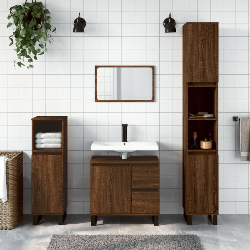 Badkamerkast 65x33x60 cm bewerkt hout bruin eikenkleur MeubelReus