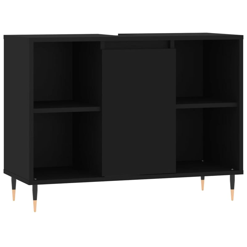 Badkamerkast 80x33x60 cm bewerkt hout zwart MeubelReus