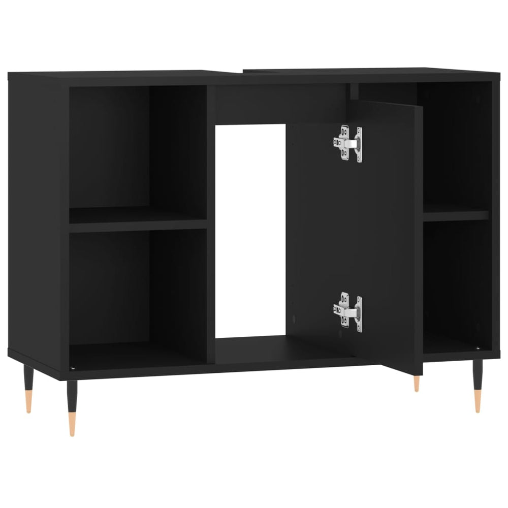 Badkamerkast 80x33x60 cm bewerkt hout zwart MeubelReus