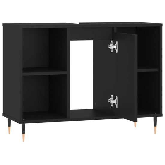Badkamerkast 80x33x60 cm bewerkt hout zwart MeubelReus
