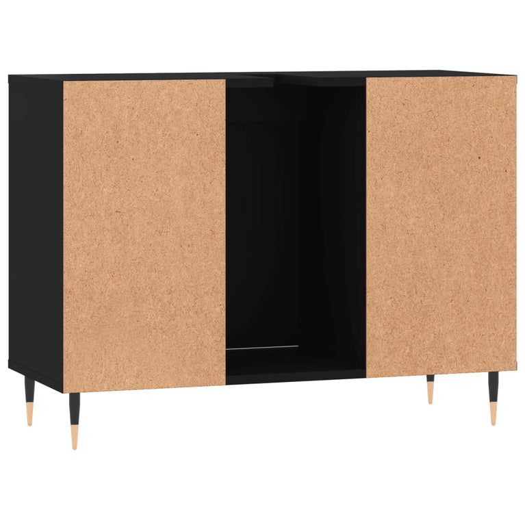 Badkamerkast 80x33x60 cm bewerkt hout zwart MeubelReus