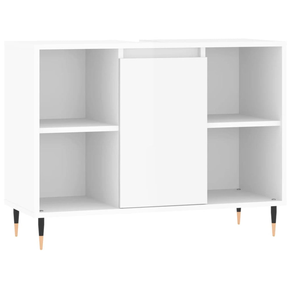 Badkamerkast 80x33x60 cm bewerkt hout hoogglans wit MeubelReus