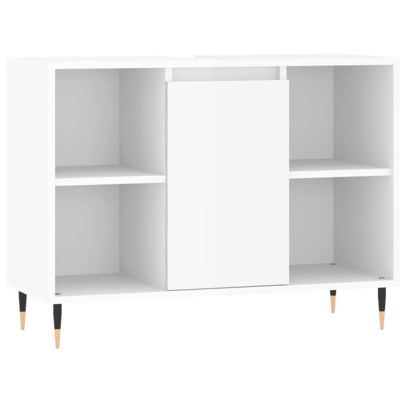 Badkamerkast 80x33x60 cm bewerkt hout hoogglans wit MeubelReus