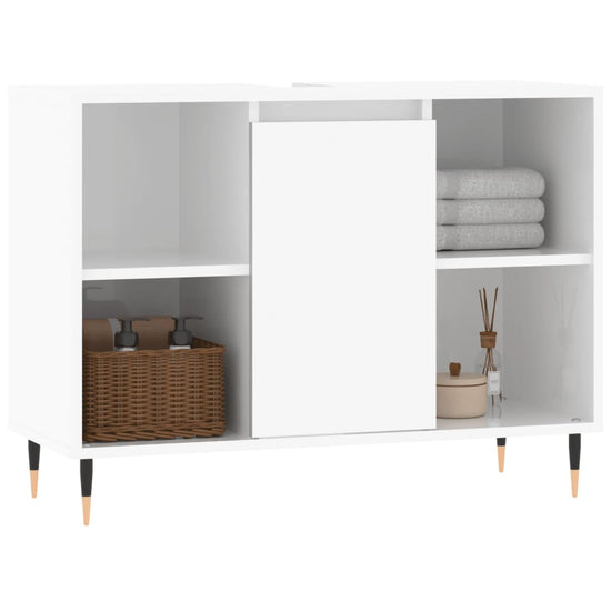 Badkamerkast 80x33x60 cm bewerkt hout hoogglans wit MeubelReus