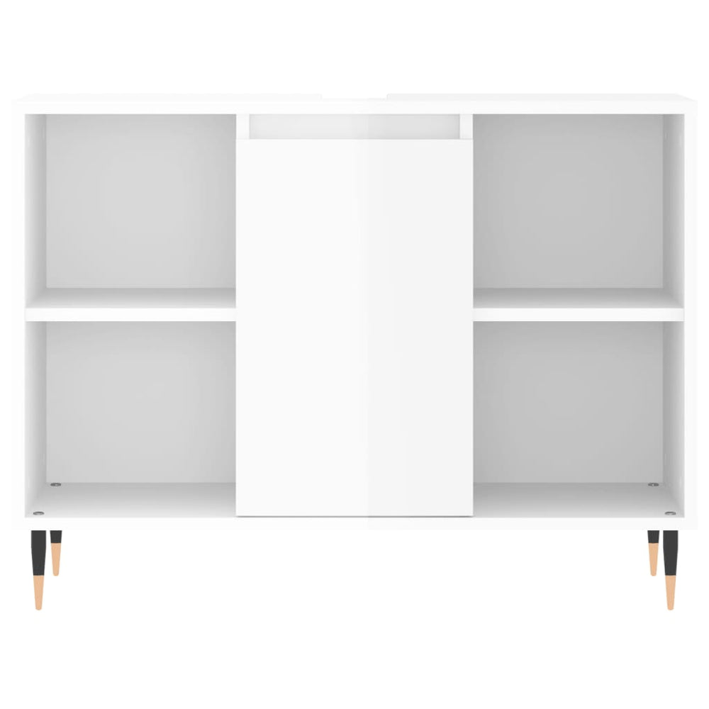 Badkamerkast 80x33x60 cm bewerkt hout hoogglans wit MeubelReus