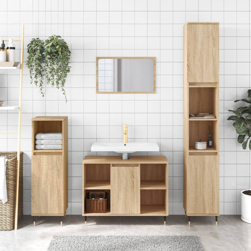 Badkamerkast 80x33x60 cm bewerkt hout sonoma eikenkleurig MeubelReus
