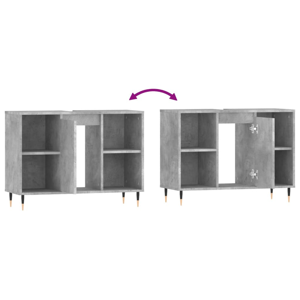 Badkamerkast 80x33x60 cm bewerkt hout betongrijs MeubelReus